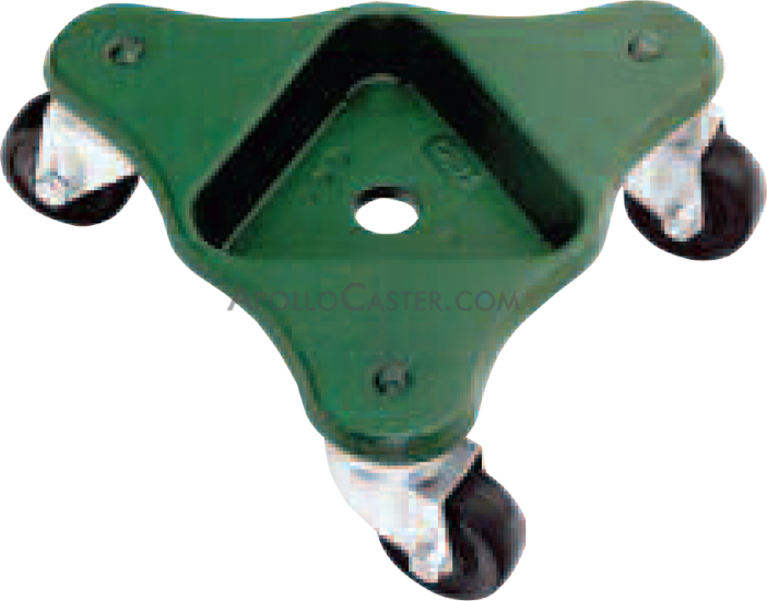 All Purpose Dolly; Three 2\" casters with non-marking Hard Rubber wheels; Green Steel Tray for leg retention; 300# Capacity (Item #87014)