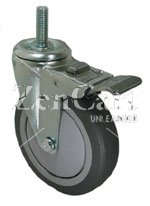 (image for) Caster; Swivel; 5 x 1-1/4; PolyU on PolyO (Gray); Threaded Stem; 1/2-13TPI x 1-1/2; Zinc; Precision Ball Brng; 300#; Pedal Lock; Wheel; Thread guards (Item #68256)