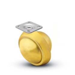 Caster; Ball; Swivel; 2-1/2"; Metal/ Zinc; Top Plate; 1-1/2"x1-1/2"; hole spacing: 1"x1"; 3/16 bolt; Brass; Acetyl/ Resin Brng; 100# (Item #69751)