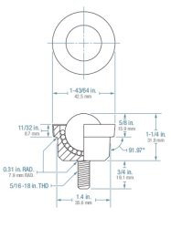 (image for) Ball Transfer; 1"; Carbon Steel ball; Threaded Stud; 5/16"-18TPI x 3/4"; Machined steel housing and stud; 200#; 5/8" load height (Item #88652)