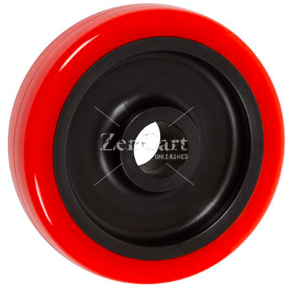 (image for) Wheel; 3" x 1-1/4"; PolyU on PolyO (Red); Delrin Spanner; 1/2" Bore; 1-9/16" Hub Length; 250# (Item #88739)