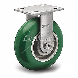 (image for) Caster; Rigid; 8" x 2"; 85A PolyU (Donut) on Alum; Plate (4"x4-1/2"; holes: 2-5/8"x3-5/8" slotted to 3"x3"; 3/8" bolt); Zinc; Sealed Prec Ball Brng; 1000# (Item #65325)