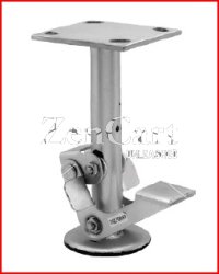 (image for) Floor Lock; For 8" Casters; Extended: 10-1/2"; Plate (5-1/4"x7-1/4"; holes: 3-3/8"x5-1/4" slots to 4-1/8"x6-1/8"; 1/2" bolt); Zinc (Item #87492)