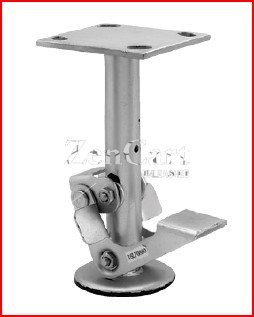 (image for) Floor Lock; For 8" Casters; Extended: 10-1/2"; Plate (5-1/4"x7-1/4"; holes: 3-3/8"x5-1/4" slots to 4-1/8"x6-1/8"; 1/2" bolt); Zinc (Item #87492)