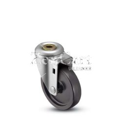 (image for) Caster; Swivel; 3" x 1-1/4"; Polyolefin; Hollow Kingpin (1/2" bolt hole); Zinc; Steel Spanner; 250# (Item #63995)