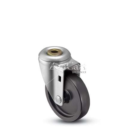 (image for) Caster; Swivel; 5" x 1-1/4"; Polyolefin; Hollow Kingpin (1/2" bolt hole); Zinc; Plain bore; 300#; Dust Cover (Mtl) (Item #64758)
