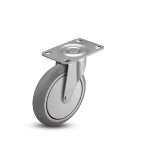 (image for) Caster; Swivel; 5 x 15/16; Monoprene (Donut); Top Plate (2-5/8x3-3/4; holes: 1-3/4x2-3/4 slotted to 3; 5/16 bolt); Zinc; Plain bore; 160#; Thread guards (Item #66497)