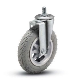 (image for) Caster; Swivel; 6" x 1-1/4"; Foam-Filled Flat Free Tire (Gray); Threaded Stem (1/2"-13TPI x 1"); Zinc; Ball Brng; 150# (Item #64104)