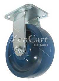 (image for) Caster; Rigid; 5" x 2"; Polyurethane (Solid); Plate (4"x4-1/2"; holes: 2-5/8"x3-5/8" slots to 3"x3"; 3/8" bolt); Stainless; Stainless Roller Brng; 800# (Item #68141)