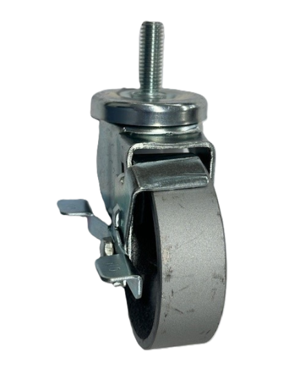 (image for) Caster; Swivel; 4\" x 1-1/4\"; Cast Iron; Threaded Stem (1/2\"-13TPI x 1-1/2\"); Zinc; Plain bore; 350#; Dust Cover (Mtl); Tread Brake (Item #64771)