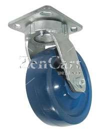 (image for) Caster; Swivel; 5" x 2"; Solid Polyurethane; Plate (4"x4-1/2"; holes: 2-5/8"x3-5/8" slots to 3"x3"; 3/8" bolt); Zinc; Roller Brng; 1000#; Kinginless (Item #64044)