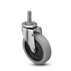 Caster; Swivel; 2"x13/16"; Thermoplastized Rubber (Gray); Threaded Stem (5/16"-18TPI x 3/4"); Zinc; Plain bore; 80# (Item #67315)
