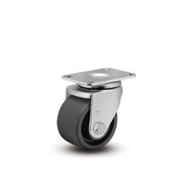 Caster; Swivel; 3" x 1-13/16"; Glass/ Nylon; Plate (2-1/2"x3-11/16"; holes: 1-3/4"x2-7/8" slots to 3"; 5/16" bolt); Zinc; Roller Brng; 700# (Item #63767)