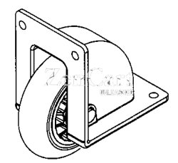 (image for) Caster; Rigid; 2-1/2x13/16; Rubber (Hard); Corner Bracket (2-1/8x2-9/16; 3/16 bolt); Black Plastic Housing; Plain Bore; 35# (Call for availability.) (Item #67292)