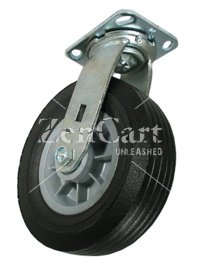 (image for) Caster; Swivel; 10" x 3"; Semi-Pneumatic (Black); Plate (4"x4-1/2"; holes: 2-5/8"x3-5/8" slotted to 3"x3"; 3/8" bolt); Zinc; Ball Brng; 550# (Item #65302)