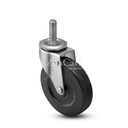 (image for) Caster; Swivel; 2-1/2"x13/16"; Rubber (Hard; Non-marking); Threaded Stem (3/8"-16TPI x 3/4"); Zinc; Plain bore; 95# (Item #67020)