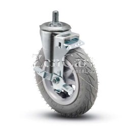 (image for) Caster; Swivel; 6" x 1-1/4"; Foam-Filled Flat Free Tire (Gray); Expandable Adapter (Round for 7/8" - 15/16" ID tubing); Zinc; Ball Brng; 150#; Tread brake (Item #64262)