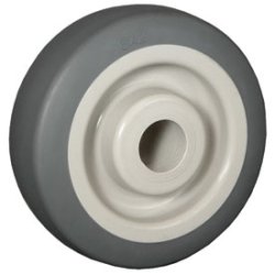 (image for) Caster; Swivel; 4" x 2"; Thermoplastized Rubber; Plate (4"x4-1/2"; holes: 2-5/8"x3-5/8" slotted to 3"x3"; 3/8" bolt); Zinc; Roller Brng; 400#; Total Lock (Lead) (Item #66014)