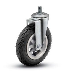 Caster; Swivel; 6" x 1-1/4"; Flat Free (Black); Threaded Stem (1/2"-13TPI x 1"); Zinc; Ball Brng; 150# (Item #65284)
