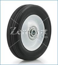 (image for) Wheel; 8" x 1-3/4"; Solid Rubber on White Steel Hub; Ball Brng; 1/2" Bore; 2" Hub Length; 120#; Centered One-piece Hub; Ribbed Tread (Item #88363)