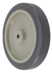 (image for) Caster; Rigid; 5" x 1-1/4"; PolyU on PolyO (Gray); Plate (2-3/8"x3-5/8"; holes: 1-3/4"x2-7/8" slota to 3"; 5/16" bolt); Stainless; Nylon Brng; 300# (Item #66762)