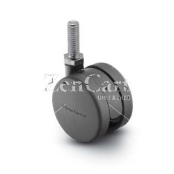 (image for) Caster; Twin; Swivel; 2-3/8 (60mm); Nylon; Threaded Stem; 3/8-16TPI x 1; Black; Rivet; 100# (Item #68703)