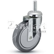 (image for) Caster; Swivel; 6" x 1-1/4"; PolyU on PolyO (Gray); Threaded Stem (1/2"-13TPI x 1-1/2"); Chrome; Precision Ball Brng; 260# (Item #66809)