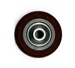 (image for) Wheel; 2-1/2" x 1-1/4"; PolyU on PolyO (Red/ Gray); Dual Ball Bearings; 250#; 3/8 Bore; 1-9/16 Hub Length (Item #87279)
