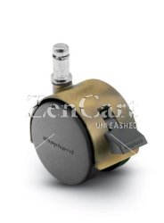 (image for) Caster; Twin; Swivel; 2" (50mm); Nylon; Grip Ring; 7/16"x1-7/16"; Antique; Zinc Body; 75#; Wheel Brake; Hood (Item #67721)