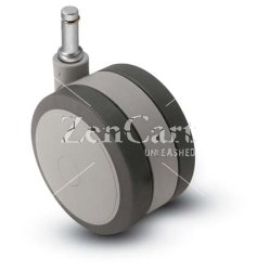 (image for) Caster; Twin; Swivel; 2" (50mm); Thermoplastized Rubber (Gray); Grip Ring; 7/16"x1-7/16"; Black/Grey; Rivet; 75# (Item #68056)