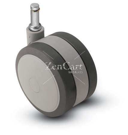 (image for) Caster; Twin; Swivel; 3" (75mm); Thermoplastized Rubber (Gray); Grip Ring; 3/8"x1"; Black/Grey; Riveted Axle; 165# (Item #63842)