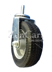 (image for) Caster; Swivel; 6" x 2"; Flat Free(Black); Threaded Stem (1/2"-13TPI x 1-1/2"); Zinc; Ball Brng; 250#; Premium One-piece welded Hub; Sawtooth Tread (Item #65422)
