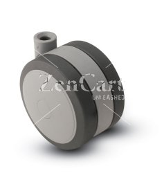 (image for) Caster; Twin; Swivel; 2" (50mm); Thermoplastized Rubber (Gray); Stemless; Black/Grey; Rivet; 75# (Receives Shepherd 0.35" x 1-1/8" stem) (Item #68835)