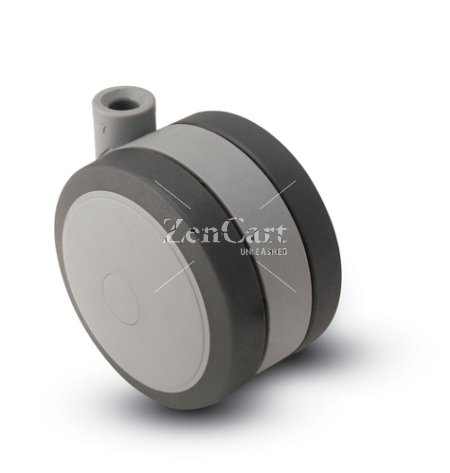 (image for) Caster; Twin; Swivel; 2" (50mm); Thermoplastized Rubber (Gray); Stemless; Black/Grey; Rivet; 75# (Receives Shepherd 0.35" x 1-1/8" stem) (Item #68835)