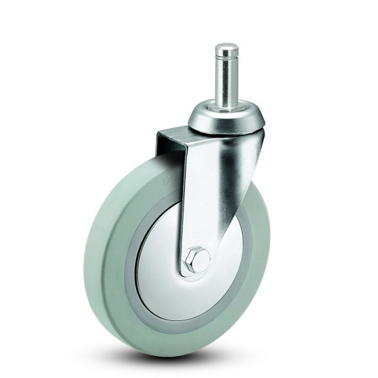 (image for) Caster; Swivel; 3\" x 7/8\"; Thermoplastized Rubber (Gray); Grip Ring (7/16\"x1-7/16\"); Chrome; Ball Brng; 140#; Thread Guards (Item #64238)