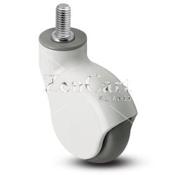 (image for) Caster; Swivel; 3" x 1"; Gray Soft Rubber Wheel;; Threaded Stem (5/16"-18TPI x 1"); White; Precision Ball Brng; 110#; Thread guards (Item #65449)