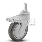(image for) Caster; Swivel; 4"x1-1/4"; PolyU on PolyO (Gray); Grip Ring (7/16"x1-7/16"); Nylon; Precision Ball Brng; 220#; Total Lock; Thread guards (Item #66871)