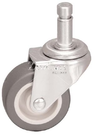(image for) Caster; Swivel; 3" x 1-1/4"; Thermoplastized Rubber (Gray); Grip Ring (7/16" x 1-3/8"); all Stainless Steel; Delrin Spanner; 210# (Item #66165)