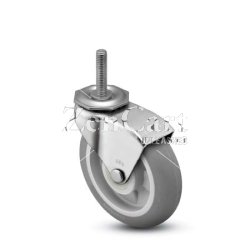 (image for) Caster; Swivel; 3 x 13/16; ThermoPlstc Rbr; Round (Gray); Threaded Stem; 5/16-18TPI x 1; Zinc; Plain bore; 120#; Hood (Item #67963)