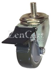 (image for) Caster; Swivel; 4" x 1-1/4"; Thermoplastized Rubber (Gray); Stem (1/2"-13TPI x 1-1/2"); Zinc; Precision Ball Brng; 260#; Dustcover; Thread guards; Pedal Brake (Item #63574)
