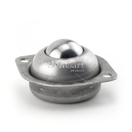 (image for) Ball Transfer; Low Profile; 1" Steel ball; Flange (2-1/8"x2-3/4": two holes: 2-3/16" apart); Steel housing; 75#; Low 3/4" inch profile (Item #88807)