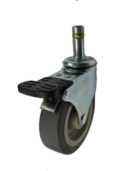 (image for) Caster; Swivel; 3\"x13/16\"; Thermoplastized Rubber (Gray); Grip Ring (7/16\"x1-3/16\"); Zinc; Plain bore; 100#; Pedal Brake (Item #66897)