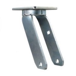 Yoke; Swivel; 6" x 3"; Plate (5-1/4"x7-1/4"; holes: 3-3/8"x5-1/4" slots to 4-1/8"x6-1/8"; 1/2" bolt); Zinc; 3/4" Bore; 3-5/8" Hub Length; 7000#; Kingpinless (Item #87314)