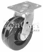 (image for) Caster; Swivel; 4" x 2"; Phenolic; Plate (4"x4-1/2"; holes: 2-5/8"x3-5/8" slotted to 3"x3"; 3/8" bolt); Stainless; Stainless Roller Brng; 800# (Item #65120)