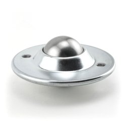 Ball Transfer; Low Profile; 1-1/2" Steel ball; Flange (3-11/16" diameter: two 1/4" holes: 2-3/4" apart); Steel housing; 200#; 1-1/8" inch profile (Item #88819)