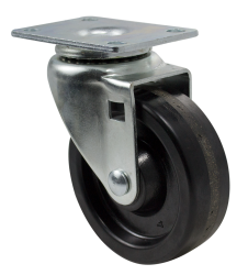 Caster; Swivel; 4" x 1-1/2"; Phenolic; Plate (4"x4-1/2"; holes: 2-5/8"x3-5/8" slots to 3"x3"; 3/8" bolt); Zinc; 600# (Item #63478)