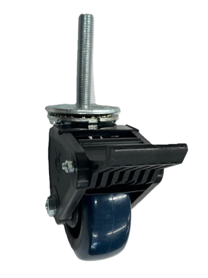 (image for) Caster; Swivel; 5\" x 2\"; PolyU on PolyO (Blue); Threaded Stem (3/4\"-10TPI x 4\"); Zinc; Roller Brng; 700#; Pedal Wheel Brake (Item #64404)