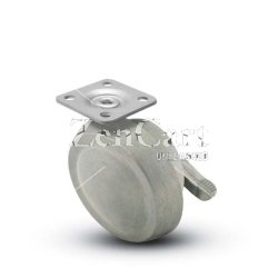 (image for) Caster; Ball; Swivel; 2-1/2; Metal/ Zinc; Top Plate; 1-3/16x2; hole spacing: 13/16x1-9/16; 3/16 bolt; Satin Chrome; Acetyl/ Resin Brng; 100#; Brake (Item #68515)