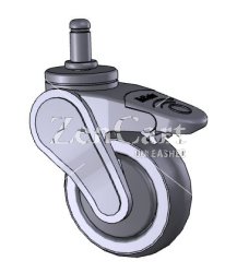 (image for) Caster; Swivel; 3" x 1"; Thermoplastized Rubber (Gray); Grip Ring (7/16" x 7/8"); Nylon (Gray); Prec Ball Brng; 140#; Thread guards; Pedal Wheel Brake (Item #64292)