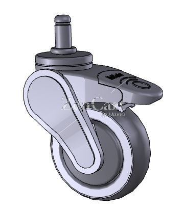 (image for) Caster; Swivel; 3" x 1"; Thermoplastized Rubber (Gray); Grip Ring (7/16" x 7/8"); Nylon (Gray); Prec Ball Brng; 140#; Thread guards; Pedal Wheel Brake (Item #64292)
